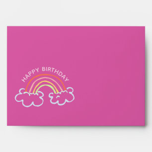 Cute Happy Birthday Rainbow Clouds Envelope