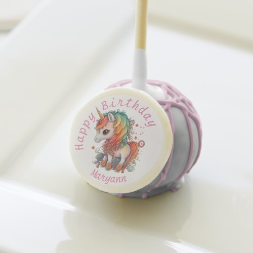 Cute Happy Birthday Rainbow Unicorn Cake Pops