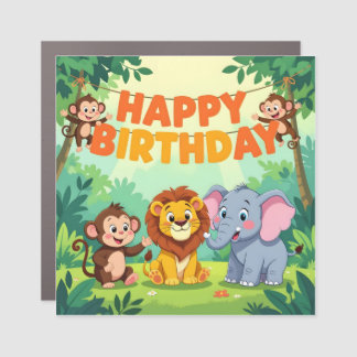 Cute Happy Birthday safari theme Car Magnet