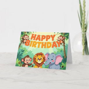 Cute Happy Birthday safari theme Card