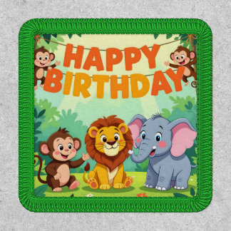 Cute Happy Birthday safari theme Patch