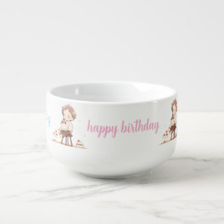 Cute Happy Birthday soup m – Cartoon Birthday gift Mug