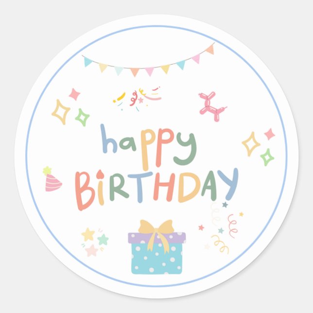 Cute Happy Birthday Sticker (Front)