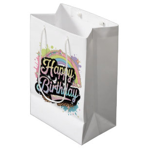 Cute Happy Birthday teen party Medium Gift Bag