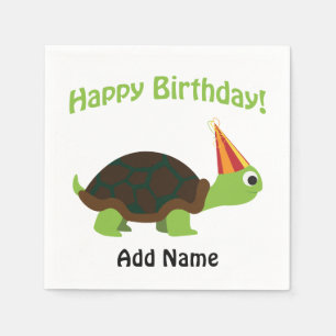 Cute Happy Birthday! Turtle Napkins