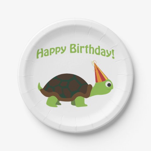 Cute Happy Birthday Turtle Paper Plates