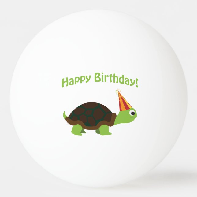 Cute Happy Birthday! Turtle Ping-Pong Ball (Front)
