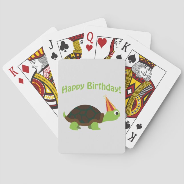 Cute Happy Birthday! Turtle Poker Cards (Back)