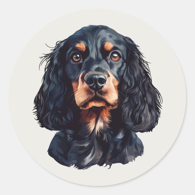 Cute Happy Black Cocker Spaniel Pet Animal Classic Round Sticker (Front)