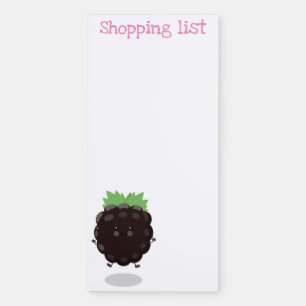 Cute happy blackberry fruit cartoon illustration magnetic notepad
