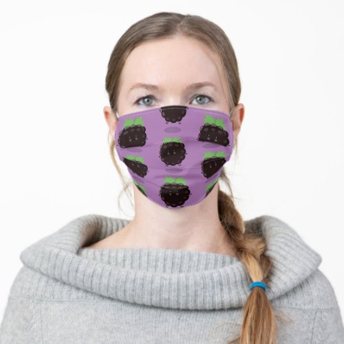 Cute happy blackberry purple cartoon illustration adult cloth face mask