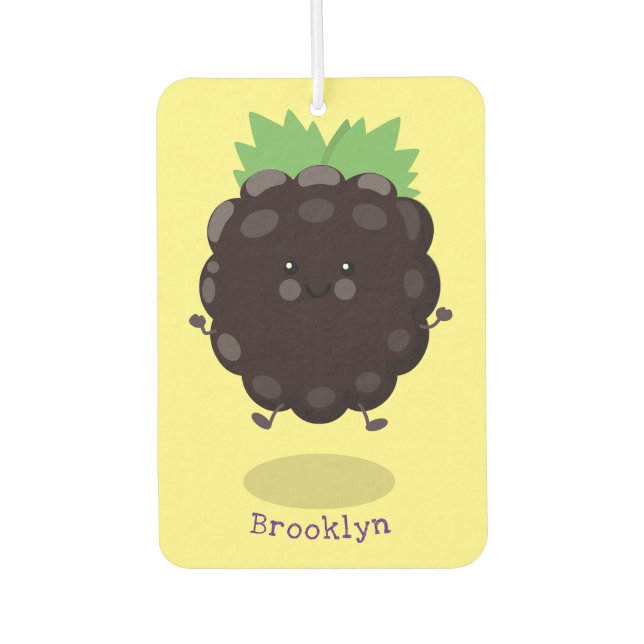 Cute happy blackberry purple cartoon illustration  air freshener (Front)