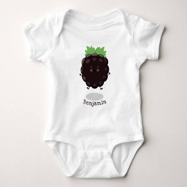 Cute happy blackberry purple cartoon illustration baby bodysuit (Front)