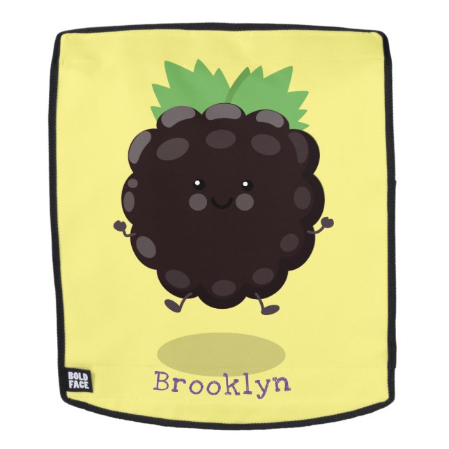 Cute happy blackberry purple cartoon illustration backpack (Removable Face)