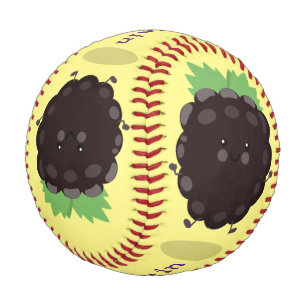 Cute happy blackberry purple cartoon illustration baseball