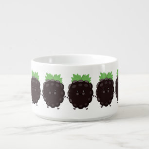 Cute happy blackberry purple cartoon illustration bowl