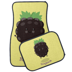 Cute happy blackberry purple cartoon illustration car floor mat