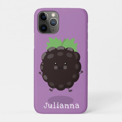 Cute happy blackberry purple cartoon illustration iPhone 11 pro case