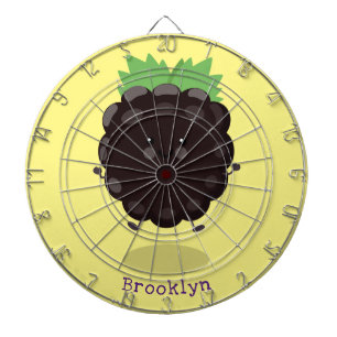 Cute happy blackberry purple cartoon illustration dart board