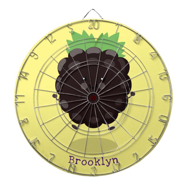 Cute happy blackberry purple cartoon illustration dart board (Front)