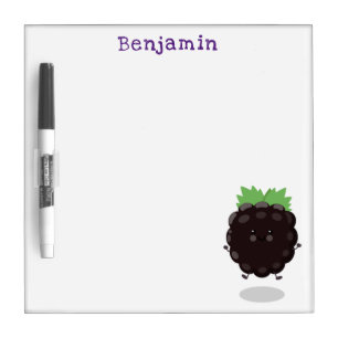 Cute happy blackberry purple cartoon illustration dry erase board