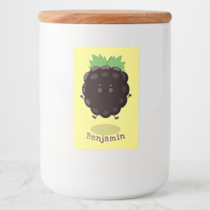 Cute happy blackberry purple cartoon illustration food label