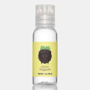Cute happy blackberry purple cartoon illustration hand sanitizer