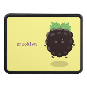 Cute happy blackberry purple cartoon illustration hitch cover