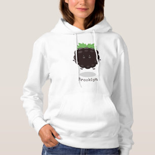 Cute happy blackberry purple cartoon illustration hoodie