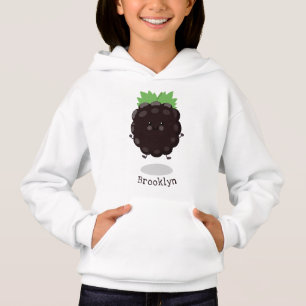 Cute happy blackberry purple cartoon illustration hoodie