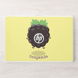 Cute happy blackberry purple cartoon illustration HP laptop skin