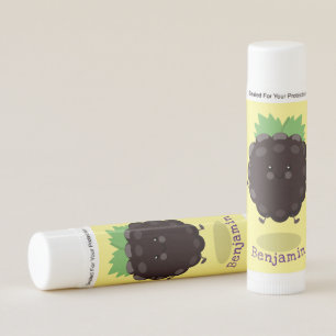 Cute happy blackberry purple cartoon illustration lip balm