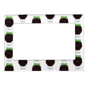 Cute happy blackberry purple cartoon illustration magnetic frame
