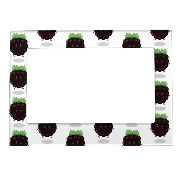 Cute happy blackberry purple cartoon illustration magnetic frame (Front)