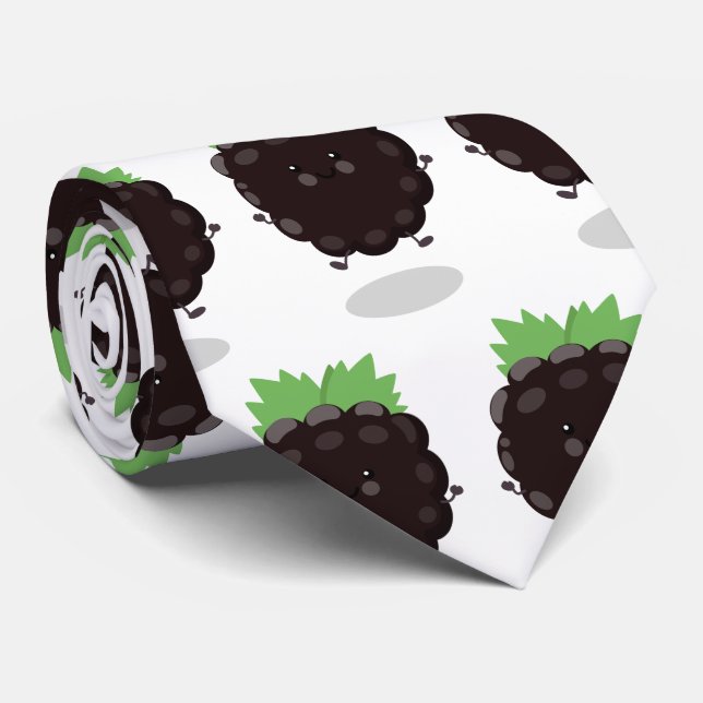 Cute happy blackberry purple cartoon illustration neck tie (Rolled)