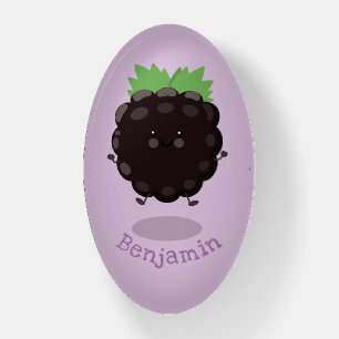 Cute happy blackberry purple cartoon illustration paperweight