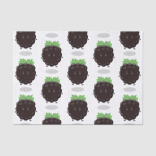 Cute happy blackberry purple cartoon illustration tissue paper