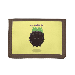 Cute happy blackberry purple cartoon illustration tri-fold wallet