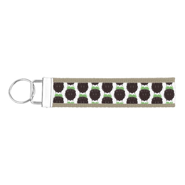 Cute happy blackberry purple cartoon illustration wrist keychain (Keys on Left)