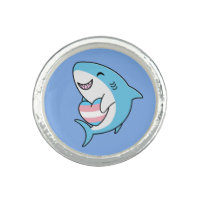 Cute Happy Blahaj Blue Shark Holding Trans Heart