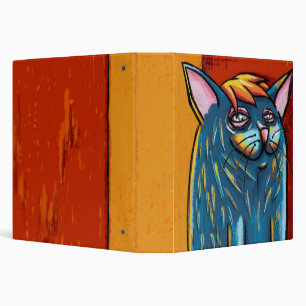 Cute Happy Blue Cat Pet Journal 3 Ring Binder