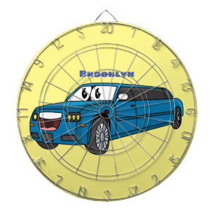 Cute happy blue Limousine cartoon car Dart Board