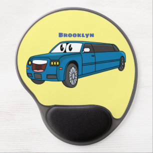 Cute happy blue Limousine cartoon car Gel Mouse Pad