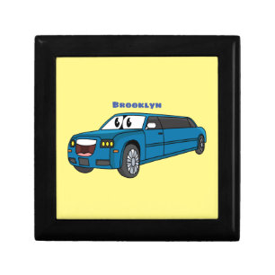 Cute happy blue Limousine cartoon car Gift Box