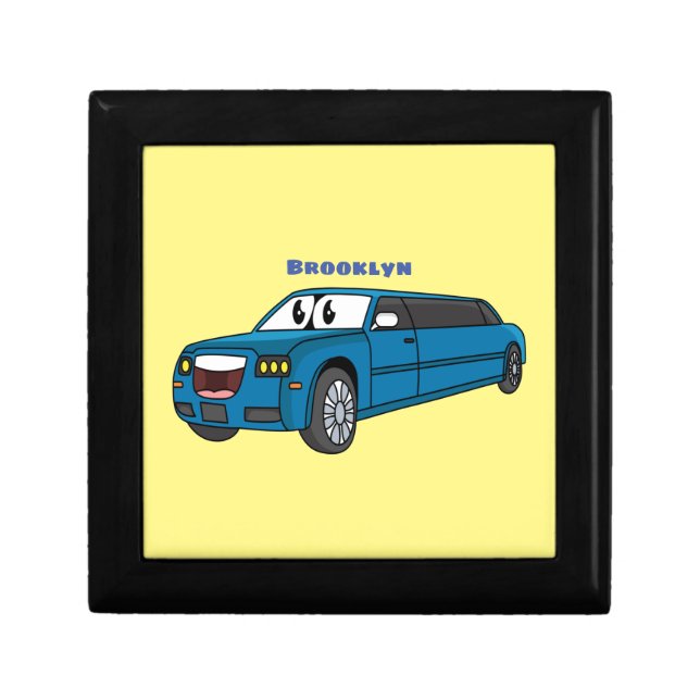 Cute happy blue Limousine cartoon car Gift Box (Front)