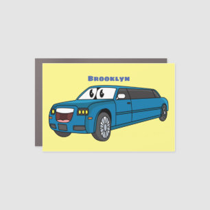 Cute happy blue Limousine cartoon car Magnet