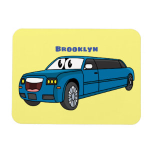 Cute happy blue Limousine cartoon car Magnet