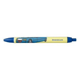 Cute happy blue Limousine cartoon car Pen