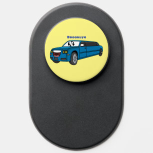 Cute happy blue Limousine cartoon car PopSocket