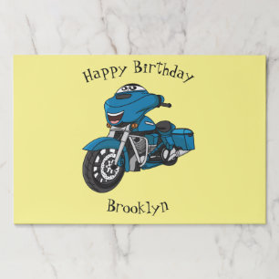 Cute happy blue motorcycle cartoon paper pad